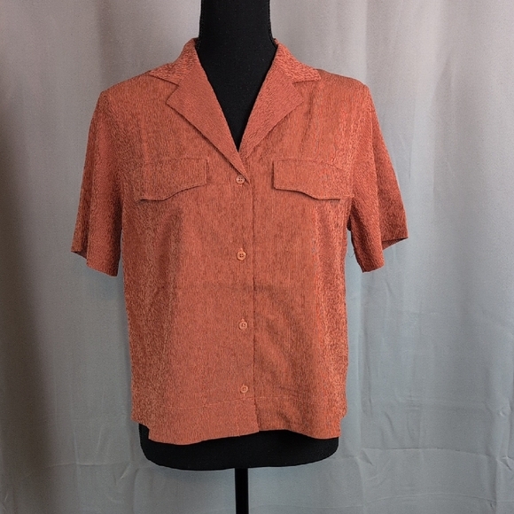 Athleta Terracotta Button-Down Shirt - Picture 1 of 7